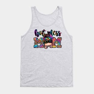 Hot mess mom png, leopard png, rainbow leopard Tank Top